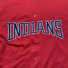 Vintage Mens Starter Cleveland Baseball Jersey Shirt Size Medium Red Navy Sewn