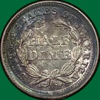 1858 Incredible Toning Seated Liberty Half Dime Choice Almost Uncirculated Au 