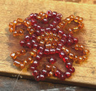 Applique Flower 1 1 8  Hand Sewn Fleurettes Glass Beads Orange Cherry 1pc