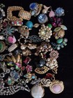 Wow  Vintage Jewelry Rhinestone Clip On Screw Back Huge Single Earrings Lot 80 