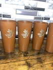6-vintage Plastic Napco Brown With Silver Butterflies Cups Retro 1970s