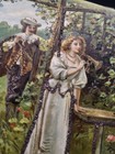 Antique Valentine s Victorian Couple Flowers Glitter Embossed Postcard 1900s