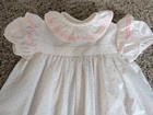 Vintage 24 Month White Pink Polka Dot Dress Long Ruffle Collar Simi Baby
