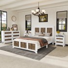 4 Pieces Bedroom Sets  Queen Size Platform Bed  Nightstand And Dresser  White