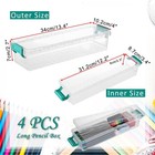 Btsky 4 Pack Extra Long Plastic Pencil Box- Stackable Stationery Supplies Org   