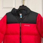 Columbia Puffect Jacket Youth Boys L 14 16 Red Black Colorblock Puffer Nwt