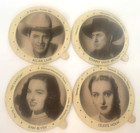 Dixies Johncox Dairy Ice Cream Cup Lid Hollywood Lot-4 Movie Stars Actors 1940s