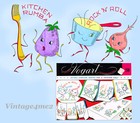 1950s Vintage Vogart Embroidery Transfer 260 Uncut Cute Vita-ball Tea Towels