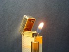 Vtg Nos Colibri Flint Lighter-gold Plate-working Great-piston Hinge-herringbone