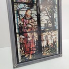 Vintage Jesus The Good Shepherd Faux Stained Glass Framed Wall Art Decor
