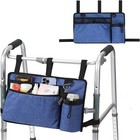 Folding Walker Storage Pouch Cup Holder Basket Seniors Elderly Blue