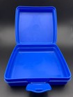 Nascar Vintage Hard Plastic Blue Sandwich Lunchbox With Hologram Cars Tupperware