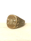 Vintage Us Coast Artillery Bronze Ring With Sterling Silver Top  S - 10 5  102