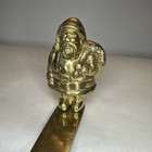 Vintage Brass Santa Stocking Holder Hook Made In India Vtg Christmas Decor Wear