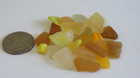 California Sea Beach Glass Surf Tumbled Frosted Yellow 25 Sm  Pieces