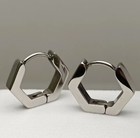 2pcs Men Women Stainless Steel Polished Hexagon Hoop Huggie  Studs Earrings