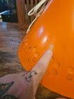 Vintage Mid Century Tin Cone Swag Hanging Light Lamp Orange 12  X 13 5 