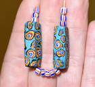 Antique Venetian Aqua Blue Square Millefiori Old Production Beads  African Trade