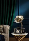 Vintage Gramophone With Bluetooth Output Vintage Record Players R     black 