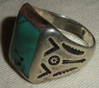 Vintage Navajo Blue Turquoise Arrow Stamp Sterling Silver Ring Size 10 5 Vafo
