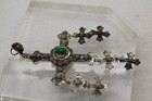 Taxco Mexico  925 S s  Yalalag Wedding Cross W  Green Stone Pend 