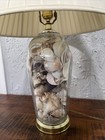 Large Vintage Glass Table Lamp Filled With Seashells