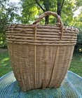 Vtg Mid Century Wicker Bamboo Bushel Basket X Large Handles 16 h X 18 w Guc      