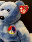 Ty Beanie Buddy 2003 Peace Blue Bear 14  Tie Dye Mint New With Tags