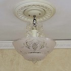 473a Vintage Antique Ceiling Light Lamp Fixture Glass Shade Chandelier 30 s 40 s