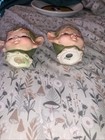 Vintage Mcm 1950 s Lefton Pixie Elf Head Salt   Pepper Shaker Set Japan