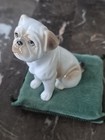 Vintage Bone  China Dog Sitting On Pin Cushion Mid Century