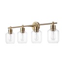 Cannes 4-light Matte Brass Vanity Light With Clear Glass Shades - Globe