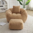 Large Bean Bag Chair Sofa Couch Lounge Chair W-ottoman Lazy Floor Sofa Khaki