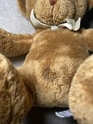 Russ Berrie Bear Plush Brown Teddy Rattle Bow Sitting 7  Stuffed Animal Lovey