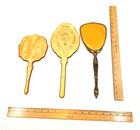 Vintage Lot Of 3 Celluloid bakelite Handheld Vanity Mirrors - Flaw One Is Broken