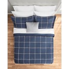 Navy Windowpane 10 Piece Bed In A Bag Comforter Set With Sheets  Queen