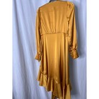 Forever 21 Womens Mustard Yellow Satin Wrap   Size Small   Ruffle Ties Prom