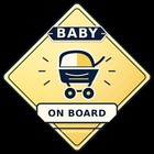 Baby On Board Suction Cup Car Window Sign Yellow Stroller New Parent Gift