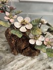 Norman Brumm Enamel On Copper Hummingbirds And Pink Flowers Bird Nest Burl Wood