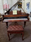 Genuine Leather Antique Style Walnut Adjustable Piano Bench stool chair