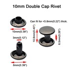 160 Sets 10mm Stainless Steel Leather Rivets Gunmetal Black Double Cap Rivet