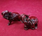 Lot Of 8 Vintage Carved Red Resin Elephant Figurines Statues Collection Set