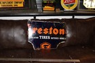 Scarce 1930s  Firestone Tires Dealer 2-sided Porcelain Sign Service Oil Gas