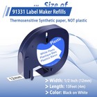 100pack 12mm Compatible Dymo Letratag 91331 Black On White Plastic Label Tape
