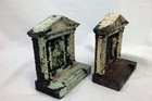 Vintage Cast Iron Metal Pair Bookends Set Roman Architecture Columns Temple