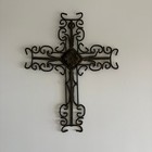 Set Of 3 Cast Iron Metal Scroll Decorative Hanging Wall Crosses