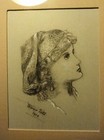 Winnie Pitts 1904 Charcoal  Portrait Drawing Sketch Vintage  