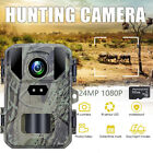 Mini Trail Camera 24mp 1080p Waterproof Hunting Game Cam Night Vision sd Card