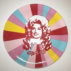 Set Of 2 Dolly Parton 14    Round Multi-color Cowgirl Melamine Serving Trays New
