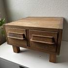 Vintage Industrial 2 Drawer Wooden Library Index Card Catalog File Cabinet Box